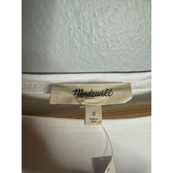 Madewell Puff-Sleeve Drop-Shoulder Knit Top White Small NWT - Picture 6 of 7